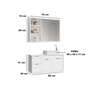 Ver imagem 4 de Conjunto Gabinete Banheiro C/ Espelheira - Cj Turin 80 Cm C/ Tampo de Vidro - Branco / Preto