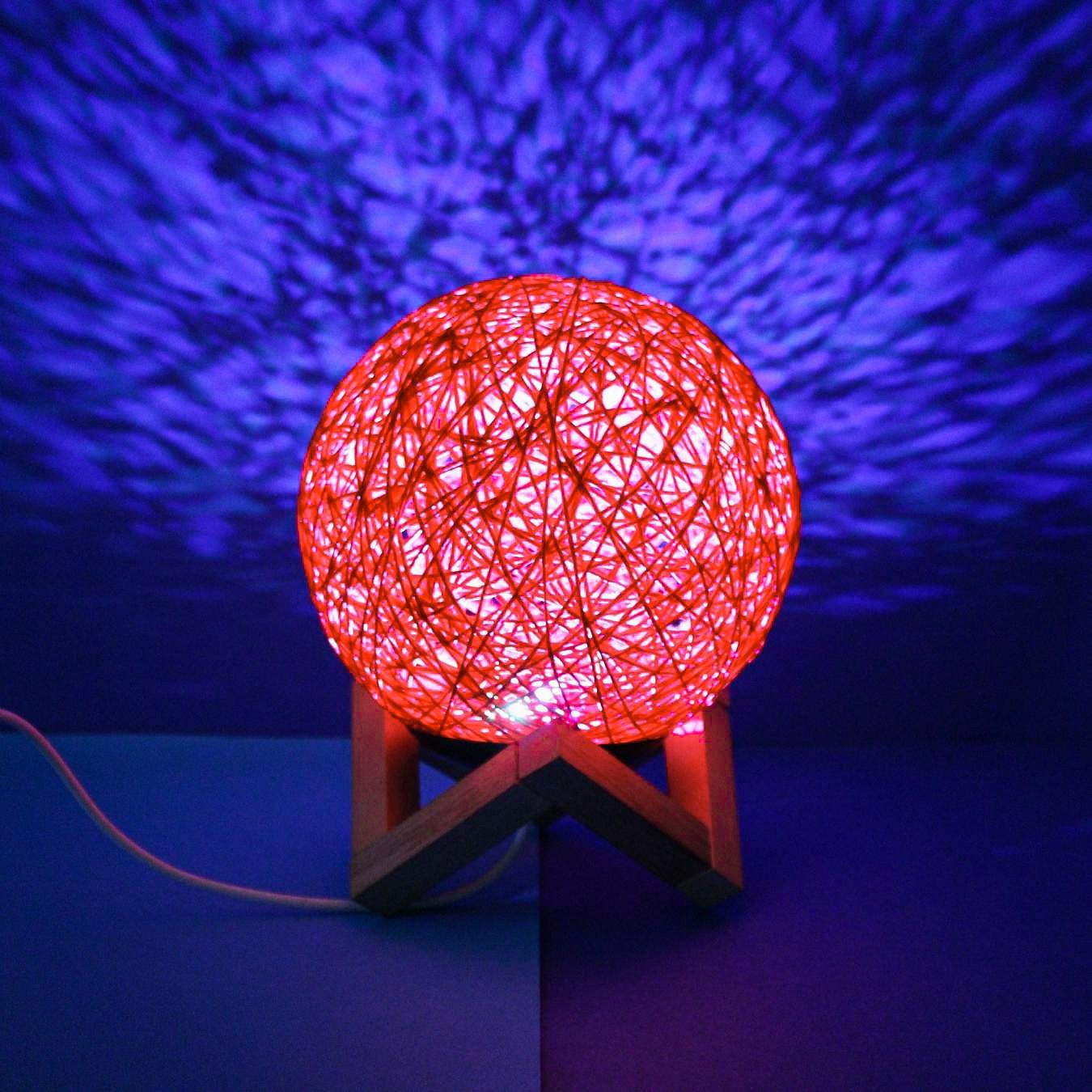 Luminaria Bola de Barbante Abajur Branco Usb Luz Led Colorido Decoração Casa:laranja - 3