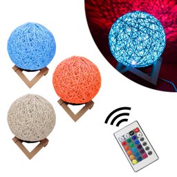 Luminaria Bola de Barbante Abajur Branco Usb Luz Led Colorido Decoração Casa:laranja - 1