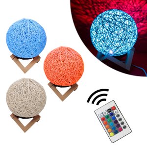 Luminaria Bola de Barbante Abajur Branco Usb Luz Led Colorido Decoração Casa:laranja