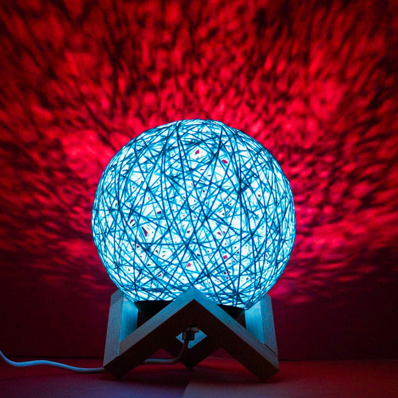 Luminaria Bola de Barbante Abajur Branco Usb Luz Led Colorido Decoração Casa:laranja - 4