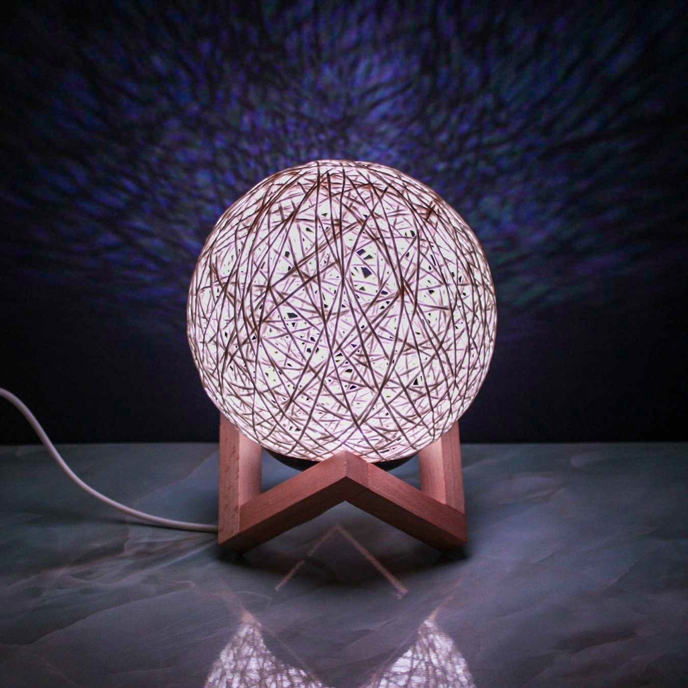 Luminaria Bola de Barbante Abajur Branco Usb Luz Led Colorido Decoração Casa:laranja - 5