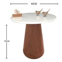 Ver imagem 3 de Mesa de Canto Cone Redondo Vidro Madeira 50cm Amadeirado Decoraper