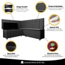 Ver mais imagens de Kit Canto Alemão Liso 4 Lugares com Baú Veludo Cinza 1,25x1,60m Sofa Store