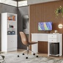 Ver imagem 2 de Conjunto Home Office com Armário 2 Portas e Mesa Escrivaninha Branco - Qmovi