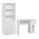 Ver imagem 1 de Conjunto Home Office com Armário 2 Portas e Mesa Escrivaninha Branco - Qmovi