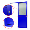 Ver imagem 3 de Porta de Correr Suspensa Meia Lambril Meia Vidro Dir L.25 Azul 210x70 Brimak