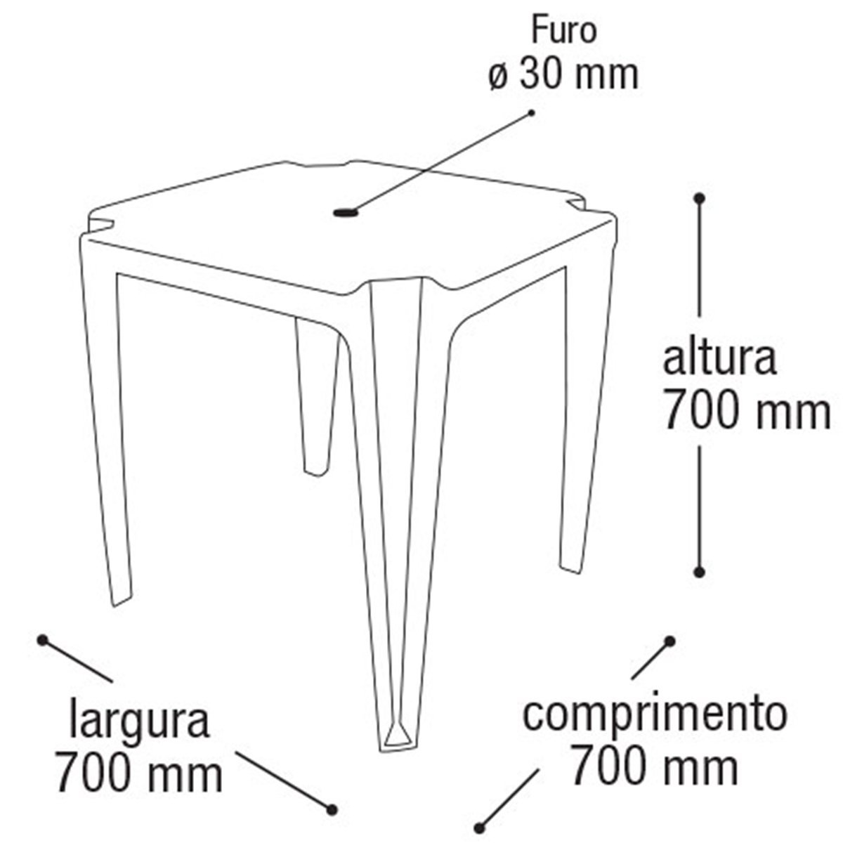 Kit 2 Mesas Plásticas Monobloco Quadrada Arqplast Branca - 2