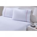 Ver imagem 6 de Jogo de Cama 100% Algodão Percal 150 Fios Solteiro Gran Moratta 2 Peças - Branco e Detalhe Rosa