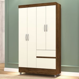 Guarda-roupa Solteiro San Diego 4 Portas 2 Gavetas Imbuia/champanhe - Panorama Móveis