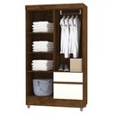 Ver imagem 3 de Guarda-roupa Solteiro San Diego 4 Portas 2 Gavetas Imbuia/champanhe - Panorama Móveis