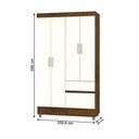 Ver imagem 4 de Guarda-roupa Solteiro San Diego 4 Portas 2 Gavetas Imbuia/champanhe - Panorama Móveis