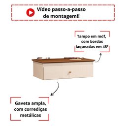 Penteadeira Europa Mesa de Maquiagem Suspensa Off White/freijó - 4