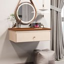 Ver imagem 1 de Penteadeira Europa Mesa de Maquiagem Suspensa Off White/freijó