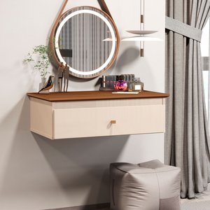 Penteadeira Europa Mesa de Maquiagem Suspensa Off White/freijó