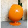 Poltrona Ball Chair Laranja Revestida em Tecido Couro Ecológico Preto Personal Decor - 3