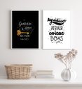 Ver imagem 2 de Kit 2 Quadros Gratidão e Agradecer- a Chave do Sucesso 24x18cm:madeira Branca