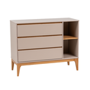 Ver imagem 3 de Cômoda 3 Gavetas 2 Nichos MDF com Pés de Madeira Maciça Bento Yescasa Bege/Cappuccino/Amêndoa