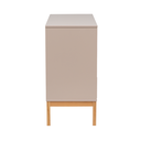 Ver mais imagens de Cômoda 3 Gavetas 2 Nichos MDF com Pés de Madeira Maciça Bento Yescasa Bege/Cappuccino/Amêndoa