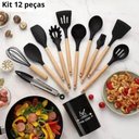 Ver imagem 2 de Kit 65046preto 12 Conjunto Utensílios Silicone Colher Preto 65046