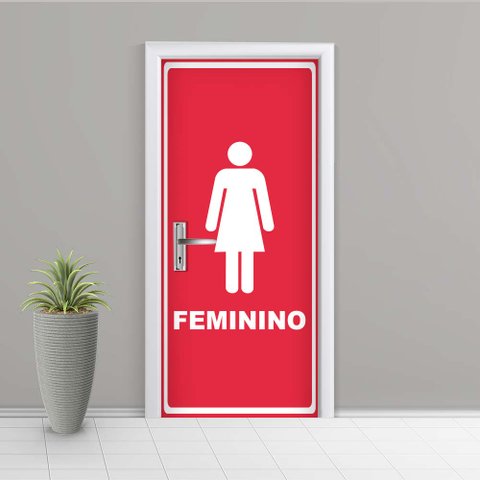 Adesivo de Porta Banheiro Feminino 3 Arte Destaque P - 0,73 X 2.13 Metros