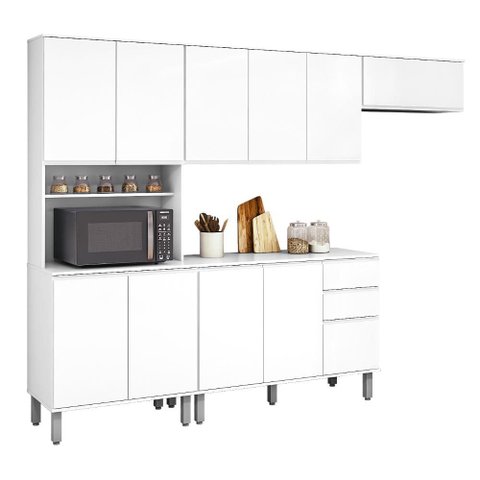 Cozinha Compacta Paneleiro Nina 4 Modulos Branco