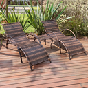 Ver imagem 2 de Kit 2 Espreguiçadeiras para Piscina Fibra Sintética Copacabana com Mesa de Centro - Argila