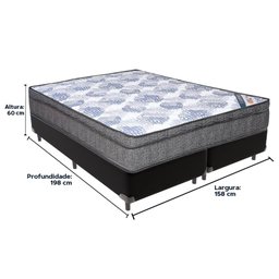 Cama Box Preto e Colchão Iso Superpocket Molas Ensacadas Queen Ortobom - 3