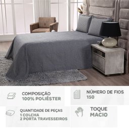 Jogo de Cama Casal Queen com Colcha e Porta Travesseiro - 4