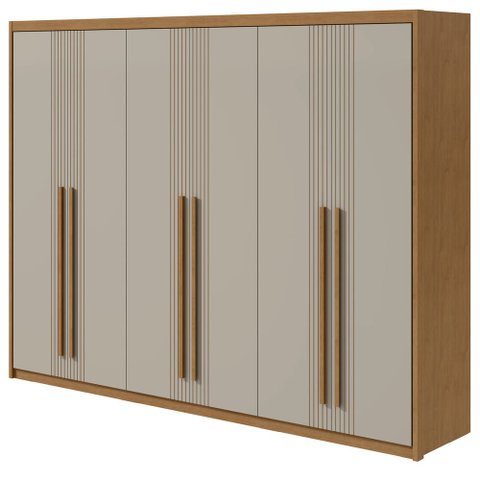 Guarda-Roupas Azael 6 portas S/esp E S/pes Pvc Amendoa Clean Móveis Lopas