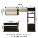 Ver imagem 4 de Armário de Cozinha Completa 290cm Rustic/Preto/Crema Cristal Madesa 09