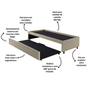 Ver imagem 5 de Bicama Box para Dois Colchões Solteiro 88x188 Corino Linho