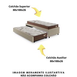 Bicama Box para Dois Colchões Solteiro 88x188 Corino Linho - 7