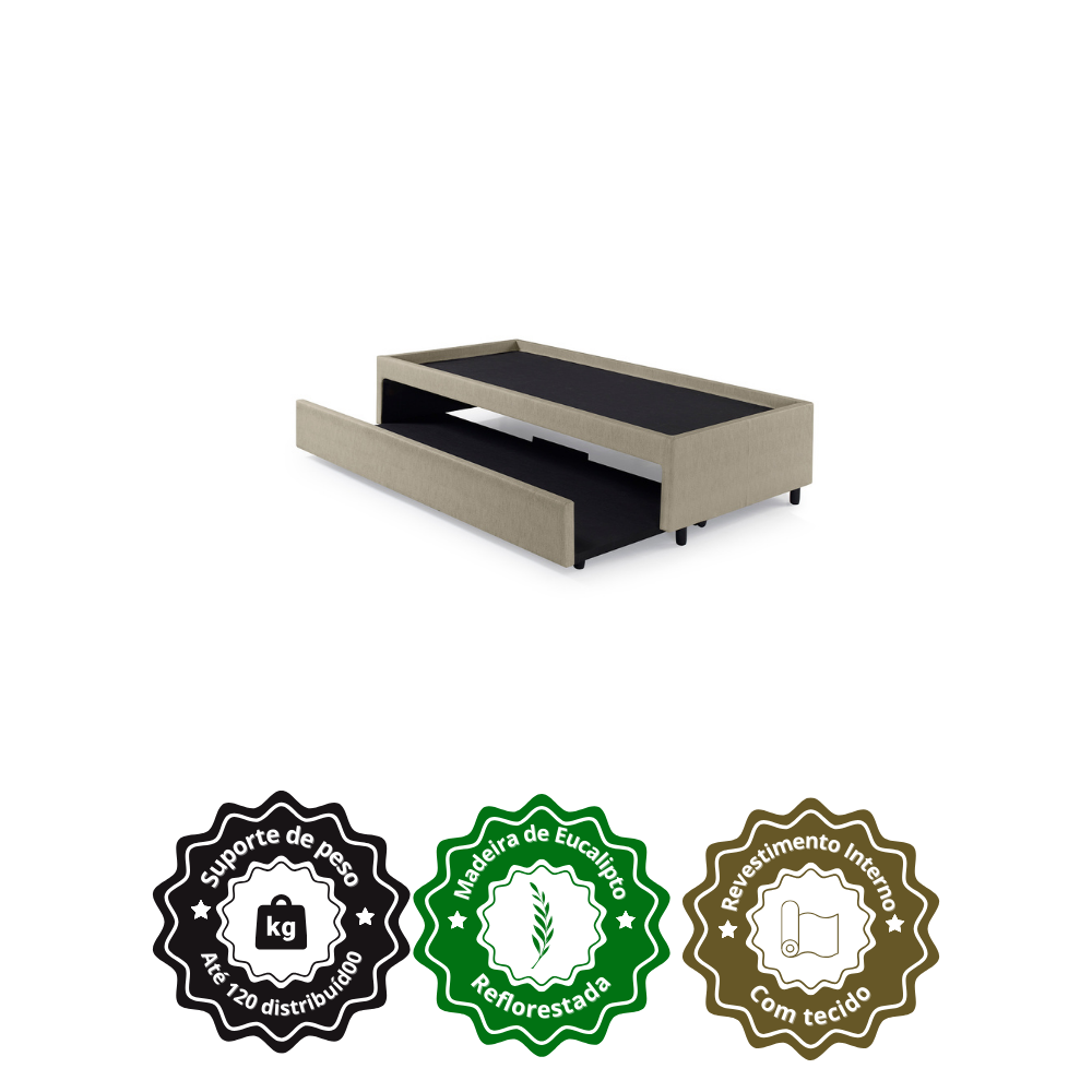 Bicama Box para Dois Colchões Solteiro 88x188 Corino Linho - 6