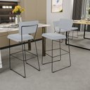 Ver imagem 2 de Kit 03 Banquetas Alta para Cozinha Sala de Jantar Base em Aço Allana L02 Suede Cinza - Lyam Decor
