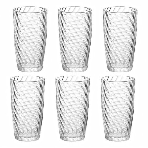 Jogo de Copos de Vidro Transparente Elysée Long Drink 400ml 6 Peças - Hauskraft