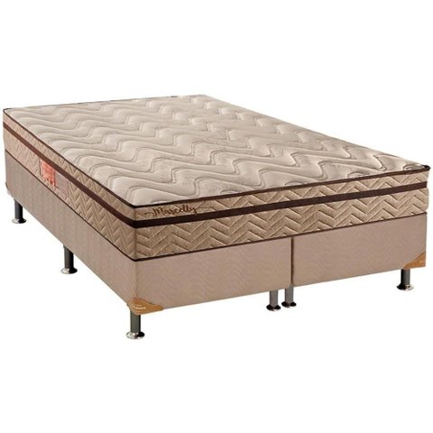 Cama Box Queen: Colchão Molas Masterpocket Ensacadas Paropas Marcelly Ibiza + Base Bege(158x198)