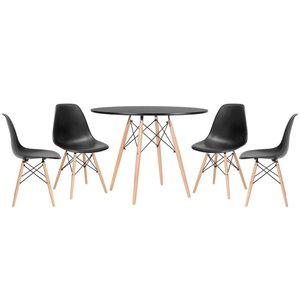 Conjunto de Mesa Redonda Eames 100cm Preto + 4 Cadeiras Eiffel Dsw Preto