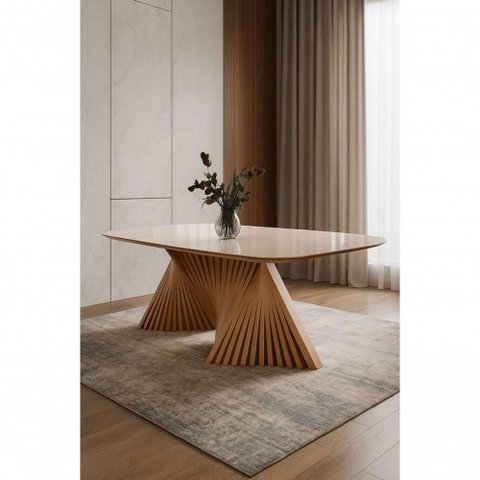Mesa de Jantar com Base Escultural 2,40x1,10 Opala Harmonia