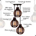 Ver imagem 5 de Kit 3 Lustre Pendente Luminária de Madeira Marrom Imbuia Modelo Vaso E27