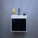 Ver imagem 1 de Kit Armário para Banheiro 40cm Mdf com Cuba + Espelheira - Veneto Preto