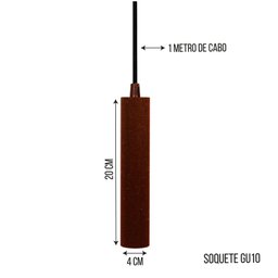 Kit 3x Pendente Tubo Cilindro Cobre Alumínio Balcão Cozinha Mr11 + Lâmpadas Led 3000k Bivolt - 2