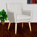Ver imagem 2 de Kit 2 Poltronas Decorativa para Sala Recepção Cecília Linho Bege - Lm Decor