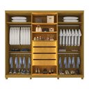 Ver imagem 6 de Guarda-Roupa Casal Valenza 6 Portas 4 Gavetas 100% MDF com LED e Vidro Naturale/Off White - Pnr Móve