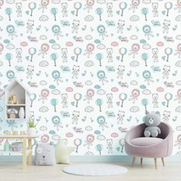 Papel de Parede Adesivo Animais Balões e Corações N05108 Rolo de 0,58x3,00 - 4