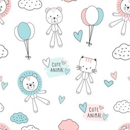 Papel de Parede Adesivo Animais Balões e Corações N05108 Rolo de 0,58x3,00 - 2