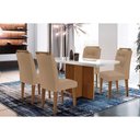 Ver imagem 1 de Banqueta de Cozinha Berlim C/ Tampo Madeirado C/ Vidro Canto Curvo 120x80cm e 4 Cadeiras Imperatriz