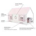Ver imagem 5 de Cama Montessori Solteiro 88x188 Casinha Bela com Coração Madeira Maciça Branco-Rosa Housin