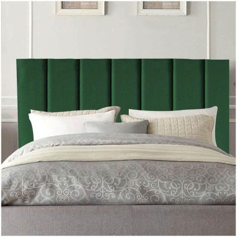 Cabeceira Estofada Líbia 100cm Solteiro Suede Verde