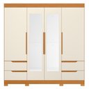 Ver imagem 3 de Guarda Roupa Vivacce com Espelho 4 Portas Cinamomo/off White - Abz